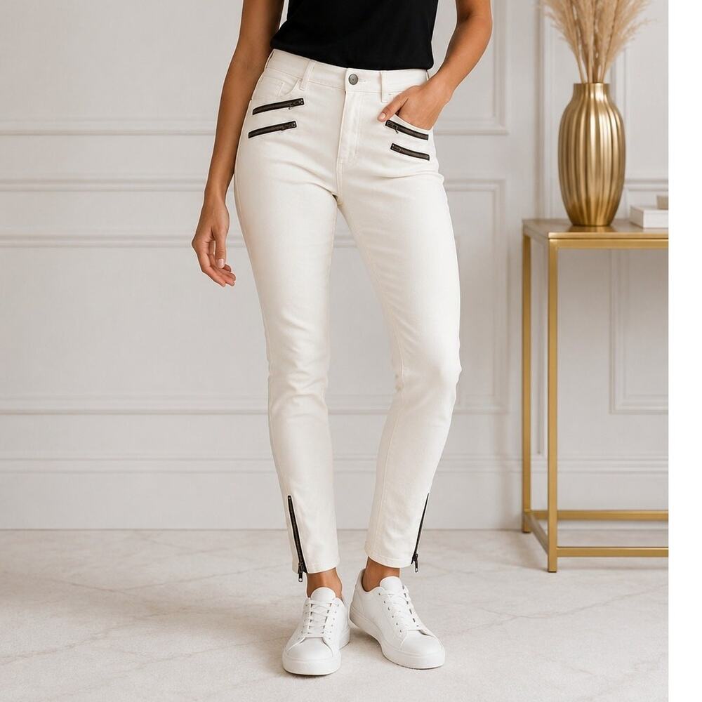 Rag & Bone White High Rise Moto Skinny Jeans Women’s 30 x 28 NWT